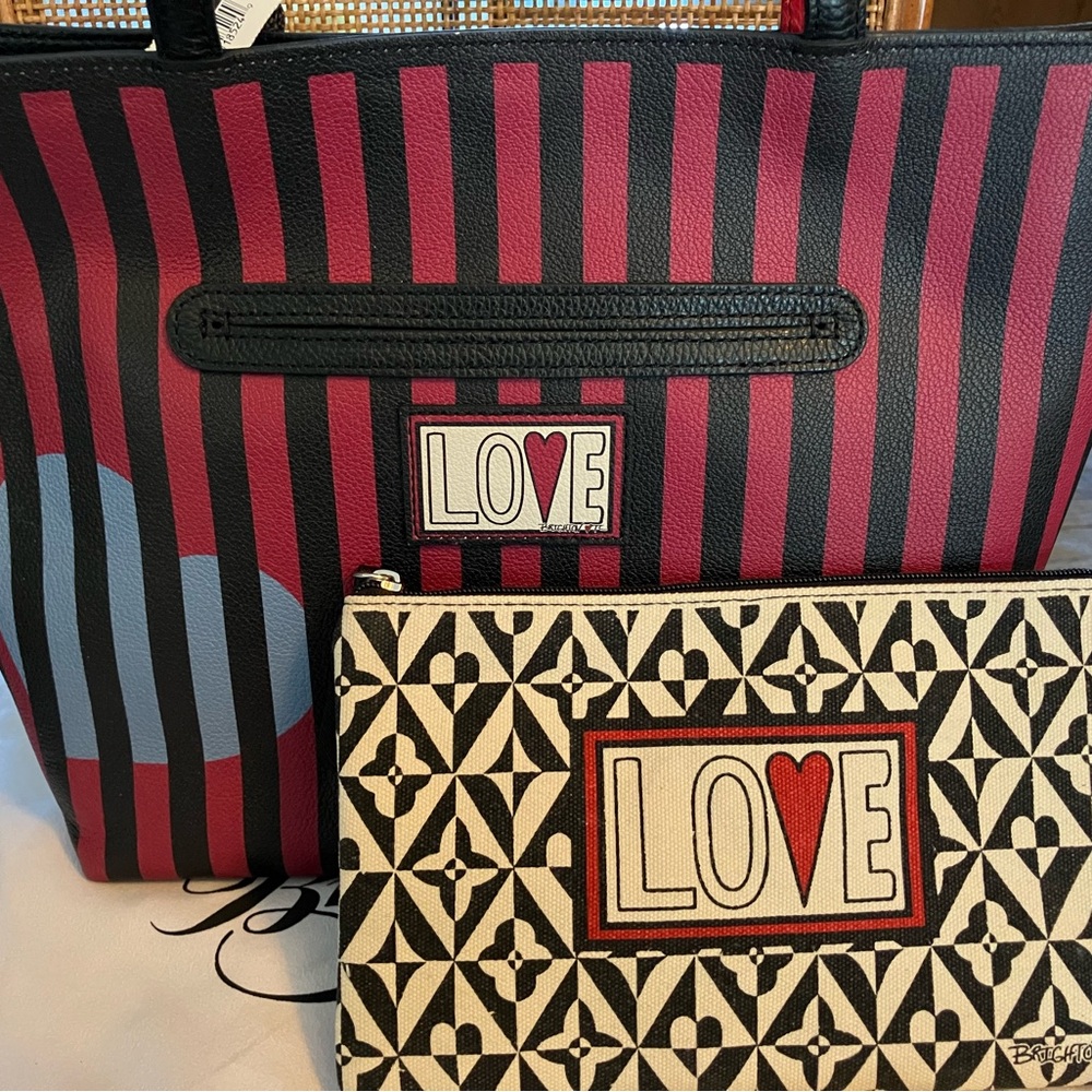 Brighton Fashionista Love Me Do Large Leather Heart Tote, Dust Cover and Pouch - Picture 2 of 11